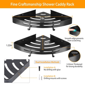 2 pz in alluminio per doccia ad angolo mensola a parete scaffali per bagno wc cucina dormitorio - Product Image 4