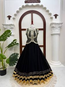 Designer Black Lehenga Choli with Heavy Embroidered <b>Jacket</b> Wedding Party Wear Ethnic <b>Bridal</b> Lehenga Set for Women - Product Image 2