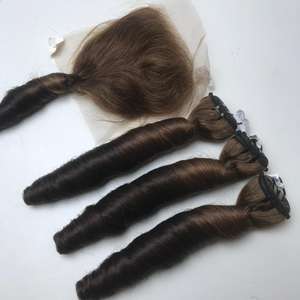 Prix de gros couleur personnalisée 100% Super vietnamien Extensions de cheveux humains printemps bouclés Super Double dessiné pour Genius trame Hai - Product Image 5