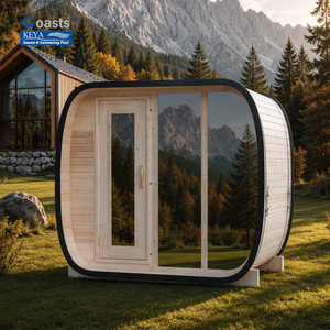 Cabine de sauna à coins arrondis en cèdre rouge CE Smart WiFi 230V Double <span class=keywords><strong>Chauffage</strong></span> DIY DDP France Cubic Garden Chateau - Product Image 1