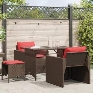 Set di Divani da Giardino Modulari in 4 Pezzi in Rattan PE Marrone - Product Image 1