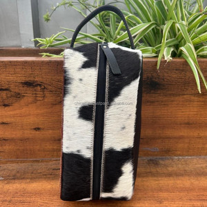 Handmade Cowhide & Tooled <b>Toiletry</b> Travel <b>Bag</b> <b>for</b> Women's Floral Genuine Leather Cosmetic Pouch Western Style Makeup Organizer - Product Image 5