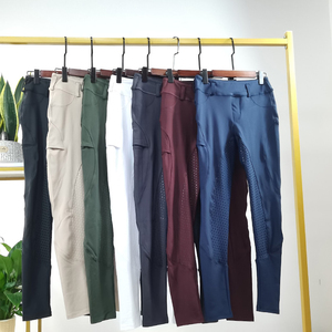 Pantalons d'équitation pour femmes, taille haute, couleur unie, coupe slim, avec empiècements perforés pour l'équitation - Product Image 5
