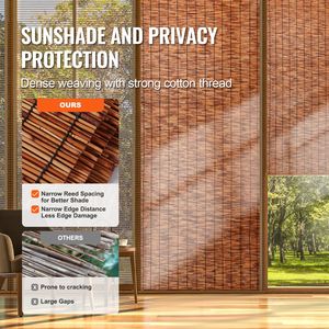 Tenda a Schermo in Giunco Naturale 1,2 m x 5 m per Esterni, Recinzione Decorativa Avvolgibile per Balcone, Patio e Giardino con Funzione Privacy - Product Image 3