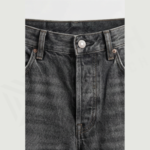 Jean en denim coupe droite délavé foncé pour homme, taille haute, coupe classique, en coton, style décontracté, pantalon d'automne - Product Image 5