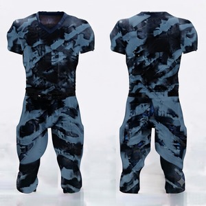 Uniforme de Fútbol Sublimado con Camuflaje para Hombre, Jersey Ajustado de Manga Corta con Cuello en V y Pantalones, Ropa Deportiva Transpirable para Todas las Temporadas - Product Image 1