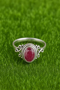 แหวนทับทิมสีชมพู แหวนเงินแท้ 925 แหวนชุบทองเหลืองและโรสโกลด์ แหวนทับทิมอินเดีย แหวนแต่งงานแฮนด์เมด แหวนหินสีชมพู - Product Image 5