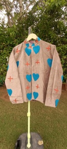 Veste bomber en velours tricoté artisanal de qualité supérieure pour femmes |   Vêtements d'extérieur bohèmes à motif cœur pour l'automne/hiver - Product Image 4