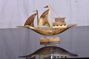 Decoración de Barco de Madera Moderna Hecha a Mano, Escultura Náutica de Velero para Mesa, Adorno para Sala de Estar y Decoración del Hogar - Product Image 1