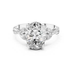 14K Yellow Gold Round, Marquise & Oval Lab-Grown <b>Diamond</b> Engagement Ring for Women | New Grown <b>Diamond</b> - Product Image 2