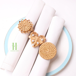 New Design Eco-Friendly <b>Round</b> Rattan Napkin Rings Boho Wicker <b>Placemat</b> Woven <b>Placemat</b> for Table Decoration From HNH CRAFT - Product Image 2