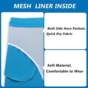 Shorts de bain pour homme, couleur unie, séchage rapide, taille élastique, longueur mi-longue, style décontracté, bleu, polyester - Product Image 4
