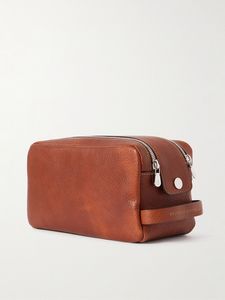 Trousse de Toilette en Cuir Véritable Brunello Cucinelli, Capacité Moyenne, Fermeture Éclair, Poignée Souple, Style Classique - Product Image 1
