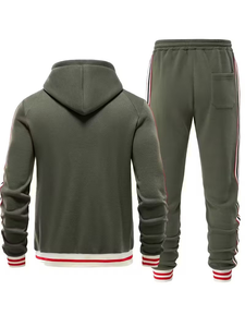 Hooded 100% Cotton Two-Piece Winter Streetwear Men's Tracksuit Set Stylish Comfortable Long Sleeve Full-Zip Quick Dry 300g - Product Image 4