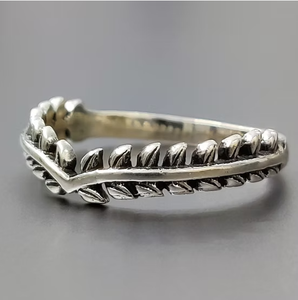 Retro 925 Sterling <b>Silver</b> Leaf Chevron <b>Ring</b> Handmade <b>Stacking</b> Jewelry For Women Fine Jewelry Wholesale - Product Image 2