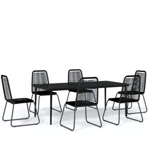 Juego de comedor de patio negro de 7 piezas para uso en el jardín - Product Image 2