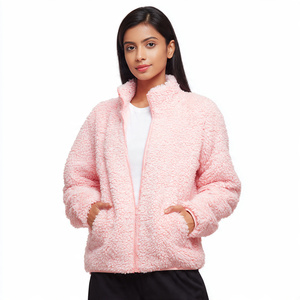 เสื้อแจ็คเก็ตเชอร์ปาขนนุ่มสำหรับฤดูหนาวแบบมีกระเป๋าสำหรับผู้หญิง ซิป คอปกพับได้ เสื้อแจ็คเก็ตขนเชอร์ปาแฟชั่น เสื้อโค้ทขนเชอร์ปาสำหรับสุภาพสตรี - Product Image 3