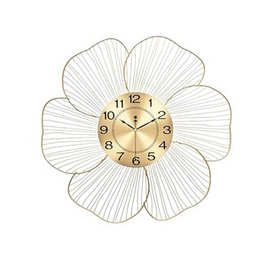 Luxury Modern Metal Wall <b>Clock</b> Gold Leaf Design 3D Wall Art Silent <b>Movement</b> Vertical Oval Hanging Decor for Living Room - Product Image 5