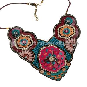 Collar con Flecos de Cuentas Bordadas, Cadenas Gruesas Bordadas con Perlas y Diamantes, Estilo Religioso, Collares de Cuentas de Moda - Product Image 4