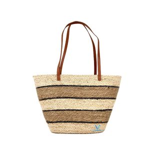 Sac fourre-tout tissé en fibre naturelle Vietrustic, nouveau design, en jonc de mer et coton, fait main, style bohème décontracté, pour la plage, avec bandoulière réglable - Product Image 4
