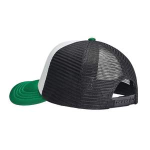 Casquette trucker personnalisée verte et blanche, haute qualité, devant en mousse, dos en mesh, fermeture snapback, pour événements promotionnels, vêtements d'équipe. - Product Image 2