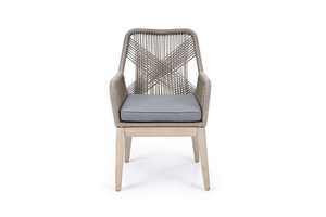 Contemporary Rattan Garden <b>Chair</b> With <b>Teak</b> Legs And Gray Cushion Outdoor Furniture Durable Tapered Leg Design - Product Image 2