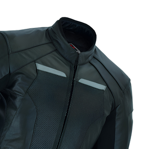 Blouson de course en cuir respirant, style moto sport, fermeture éclair sur le devant, streetwear vintage, vêtement d'extérieur, marque privée, vente en gros - Product Image 3