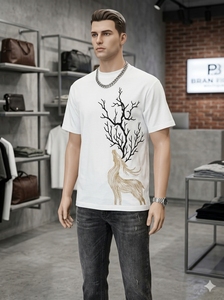 Camiseta Blanca de Manga Corta para Hombre con Estampado de Letras Brillantes y Pedrería, Cuello Redondo, Ajuste Oversize, Tejido Casual de Seda Transpirable - Product Image 5