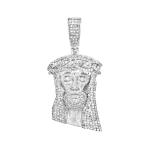 10K <b>Solid</b> <b>Gold</b> Round Brilliant Cut Diamond Face Shape Jesus Head Charm <b>Pendant</b> 1.90" 2 CT Hip Hop Men's Everyday Wear - Product Image 1
