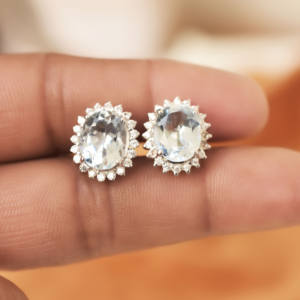 Boutons de manchette en topaze bleu ciel Azure Crown avec halo en argent sterling 925, vente en gros, grande quantité - Product Image 3