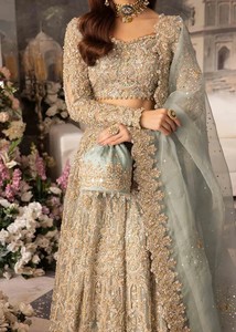 off Shoulder Floor-Length Plus Size Bride Lehenga Set Lace Ruffle Crystal Embroidery Wedding Dress Two Piece Bridal Outfit - Product Image 3