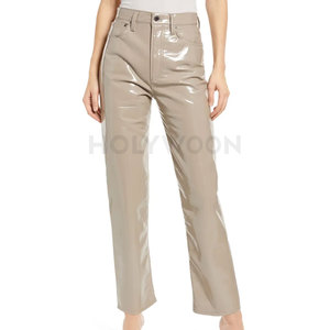 Premium HOLYWOON Women Leather Straight Regular Fit <b>Pants</b> Winter Streetwear Style Waterproof Lightweight Fashion Design for - Product Image 2