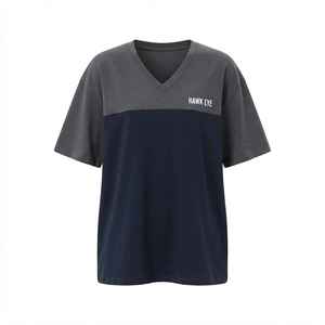 Women's Color Block <b>V</b>-<b>Neck</b> <b>Oversized</b> <b>T</b>-<b>Shirt</b> Short Sleeve Loose Fit Cotton Jersey Breathable Spring Summer Top - Product Image 6