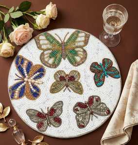 Designer Handmade <b>Beaded</b> <b>Placemats</b> Intricate Embroidery Dining Table Mats for Wedding Reception Party and Home Decoration - Product Image 1