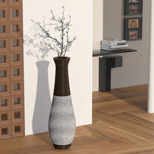Vase de sol élégant bicolore brun foncé de 39 pouces, en rotin artificiel durable, décoration d'appoint haute et élégante - Product Image 5
