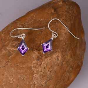 Pendientes de Plata de Ley 925 con Amatista Púrpura en Forma de Cometa, Estilo Vintage, Corte Cometa, para Novia, Piedra de Nacimiento de Febrero - Product Image 5