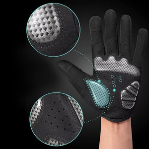 Gants de cyclisme personnalisés avec logo, doigts entiers, paume antichoc, pour le vélo et les sports de plein air, fournisseur en gros - Product Image 2