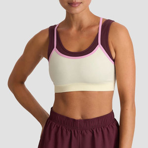 Haut de sport côtelé pour femme, conception double couche, dos croisé, coupe ajustée, respirant, anti-transpiration, haute résistance - Product Image 5
