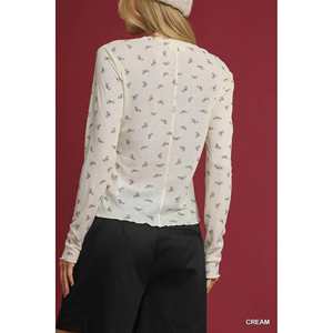 เสื้อถักพิมพ์ลายโบว์น้ำหนักเบาสำหรับผู้หญิงอุมเก้ไซส์ S - Product Image 6