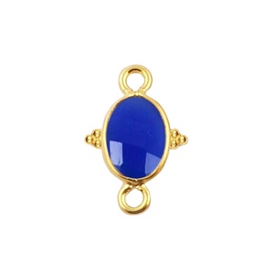 ตัวเชื่อมต่อจี้รูปไข่สีน้ำเงิน Chalcedony ขนาด 10x8 มม. – เงินแท้ 925 แบบ Double Bail สำหรับทำเครื่องประดับ DIY - Product Image 1
