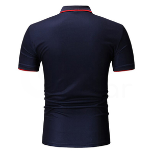 Men's <b>Striped</b> Color Blocked Short Sleeve Polo <b>Shirt</b> Casual Knitted Regular Fit Navy <b>White</b> <b>Red</b> - Product Image 2