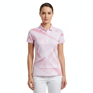 Polo personnalisé en coton et polyester pour femme, t-shirt de golf à manches courtes, t-shirt uni - Product Image 1