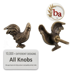 Poignées de tiroir modernes en fonte de fer bronze en forme de coq, poignée de meuble fantaisie écologique en forme d'animal pour armoire et commode - Product Image 3