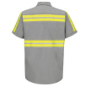 Polo à manches courtes en coton vert néon, coupe-vent, de sécurité, confortable, avec bandes réfléchissantes, haute visibilité, vêtements de travail - Product Image 2