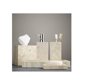 Ensemble de salle de bain 2 pièces en nacre : boîte à mouchoirs, distributeur de savon, gobelets, plateau à accessoires, plateau à petits accessoires assorti - Meilleure Offre - Product Image 5