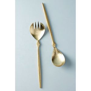 Acier inoxydable plaqué argent avec manche en bois fait à la main service à salade ensemble cuillère et fourchette pour restaurant à domicile - Product Image 3