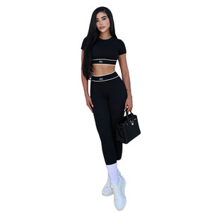 Women's Fitness <b>Set</b> Crisscross Straps Crew Neck Plaid Pattern High Waist Seamless Breathable Sweat-Wicking Yoga <b>Set</b> - Product Image 1