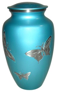 Urna Funeraria de Metal Grabada con Flor Azul, Urna de Cremación para Cenizas Humanas, Estilo Americano/Europeo - Product Image 6
