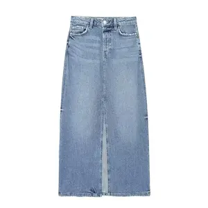 กางเกงยีนส์เดนิมทรงตรงเอวปกติแบบสลิม ดีไซน์ใหม่ โลโก้สั่งทำได้ สีสั่งทำได้ สไตล์ลำลองสำหรับผู้หญิง - Product Image 1