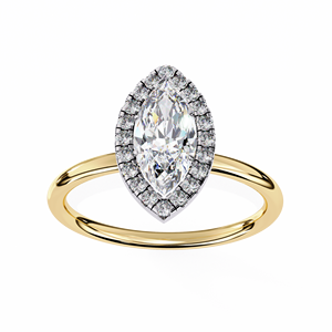 Anillos Halo Clásicos de Oro Amarillo de 14K con Diamante Cultivado en Laboratorio Certificado por IGI de 1 CT, Corte Marquesa, para Aniversario, Boda, Compromiso - Product Image 1